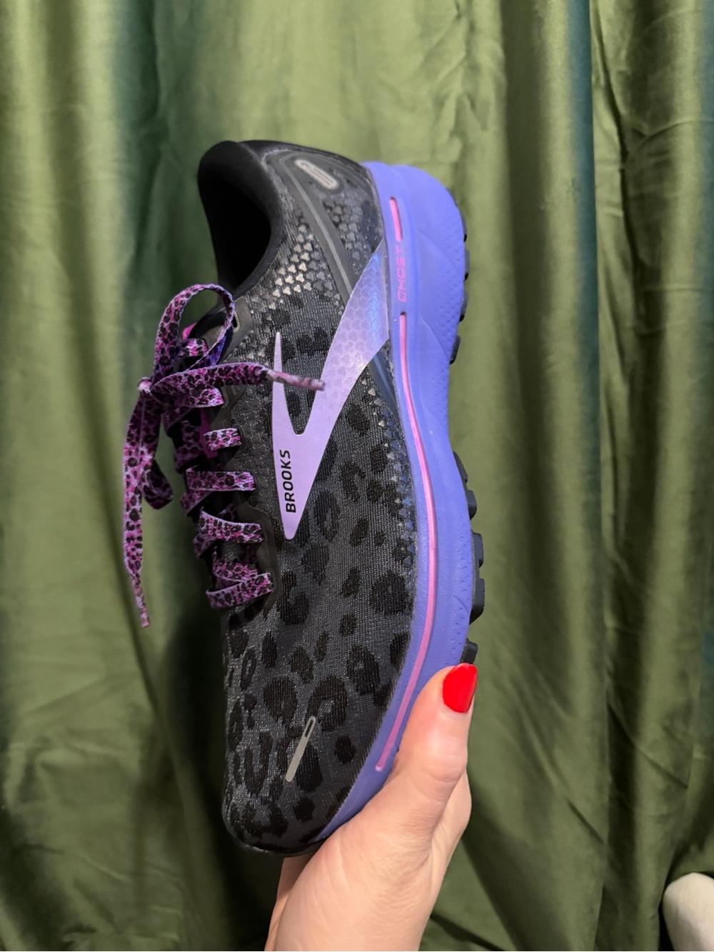 Brooks Ghost 14 Running Shoes Black Purple Leopard Print Women’s Size 11 - Picture 4 of 13